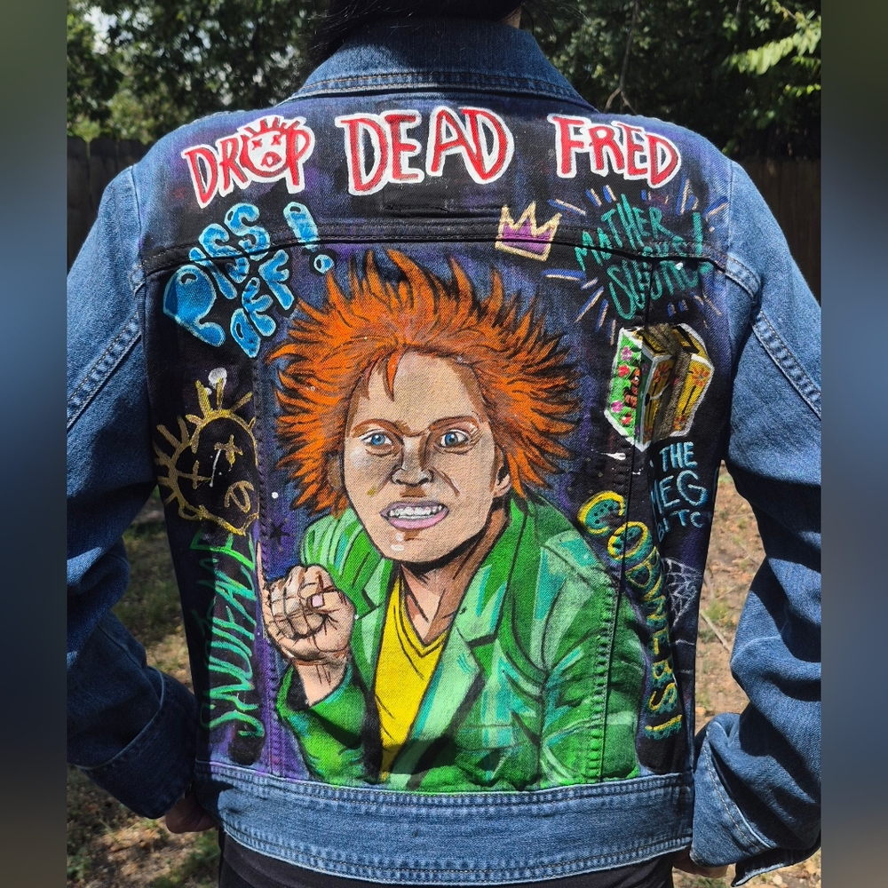 Handpainted DROP DEAD FRED Denim Jacket